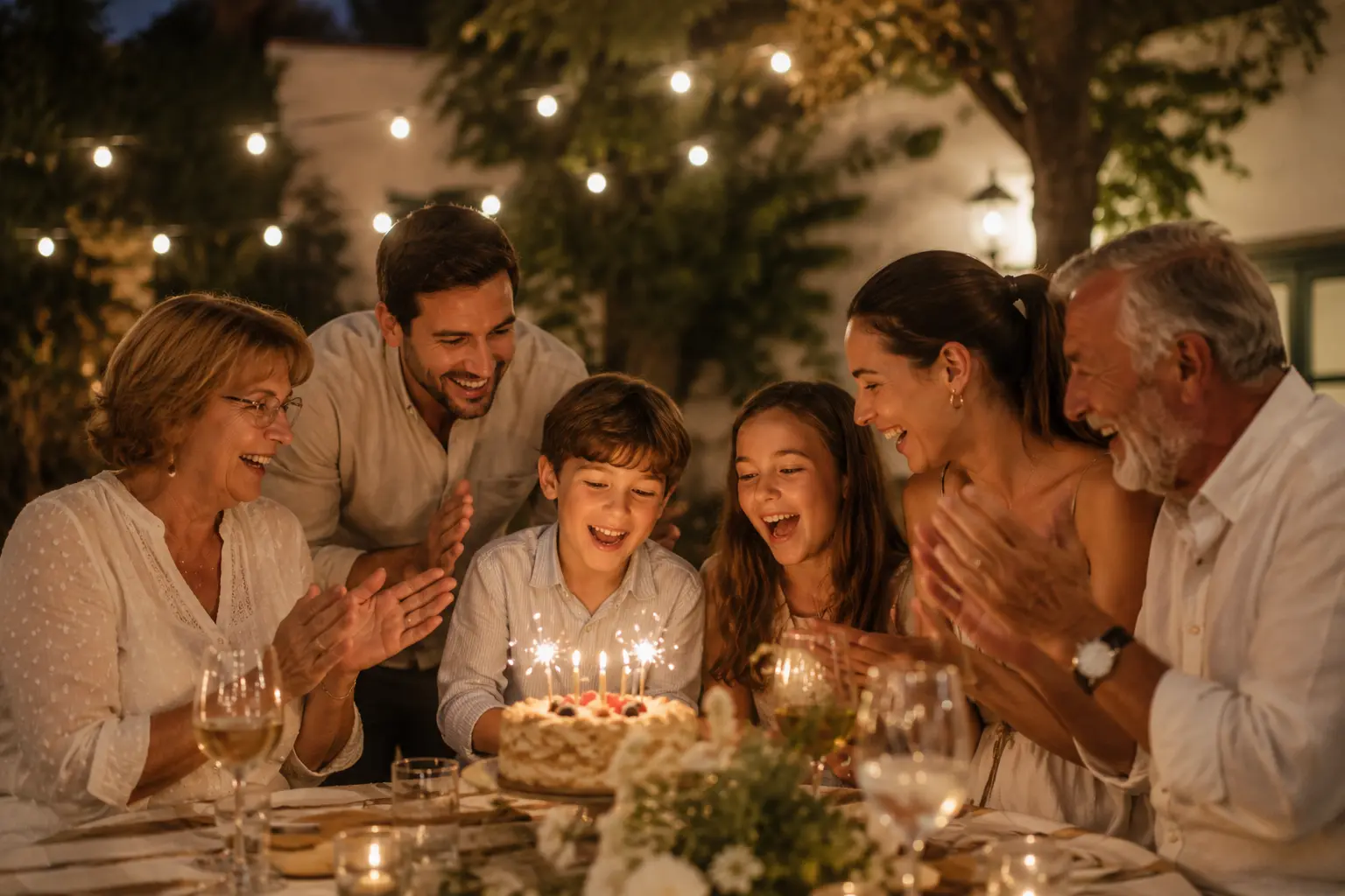 Celebración familiar al aire libre fotografiada en Málaga