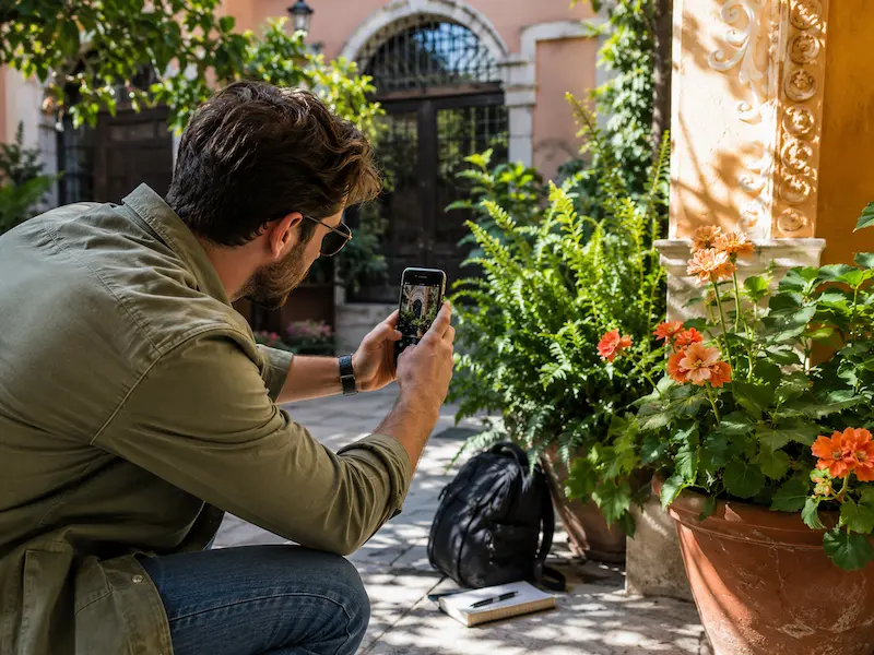 Práctica de fotografía al atardecer durante un taller en Málaga